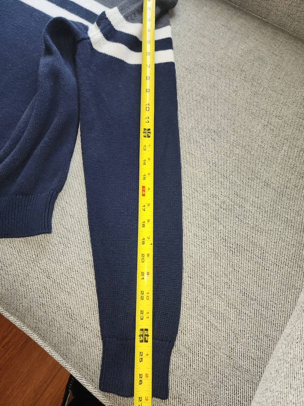 Banana Republic Navy, Gray & White Striped Crewneck Sweater